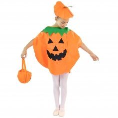 Danzcue Child Halloween Pumpkin Costume Suit with Hat and Pumpkin Bag [DQOS005]