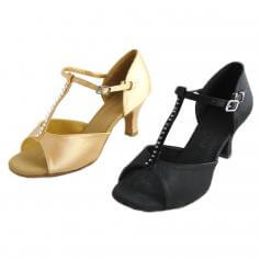 Danzcue "Tina" Adult T-Strap Rhinestone Open Toe Ballroom Shoes [DQRS003]
