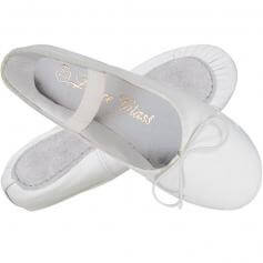 Dance Class® Child White One Piece Leather Sole Ballet Shoe [TRMB500]
