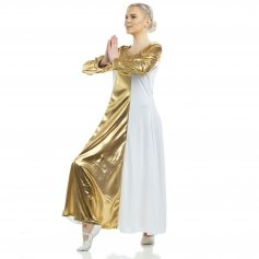 Danzcue Metallic Color Block Long Sleeve Praise Dance Dress