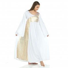 Danzcue Praise Dance Shimmery Asymmetrical Bell Sleeve Dress