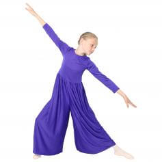 Danzcue Child Long Sleeve Crew Neck Praise Dance Jumpsuit