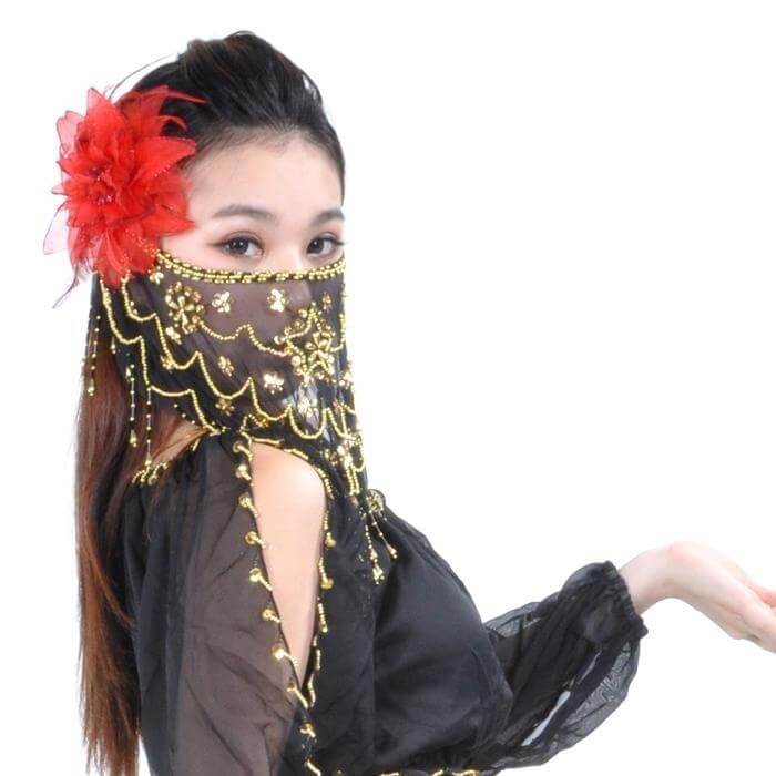 Belly Dance Veil with Beads - Click Image to Close