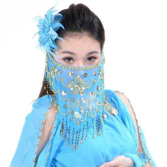 Belly Dance Veil with Beads - Click Image to Close