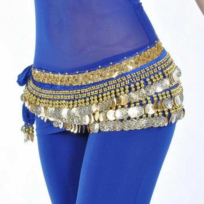 248 Gold Coins Belly Dance Waist Scarf - Click Image to Close