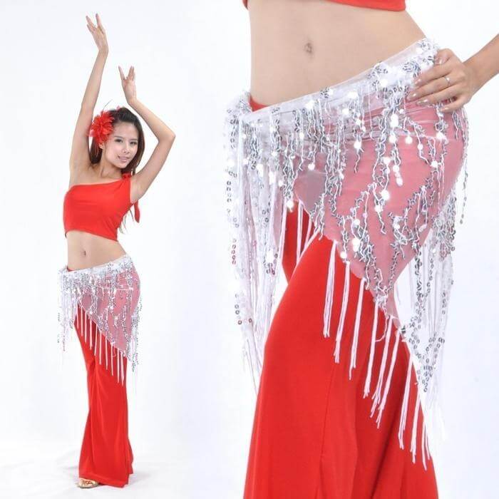 Belly Dance Hip Scarf With Fringe - Click Image to Close