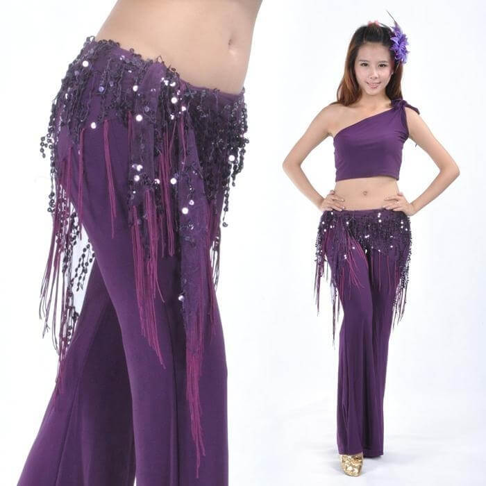 Belly Dance Hip Scarf With Fringe - Click Image to Close