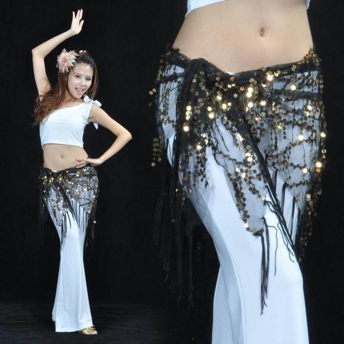 Belly Dance Hip Scarf With Fringe - Click Image to Close