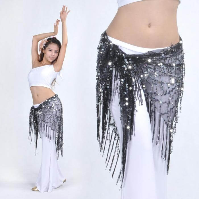 Belly Dance Hip Scarf With Fringe - Click Image to Close