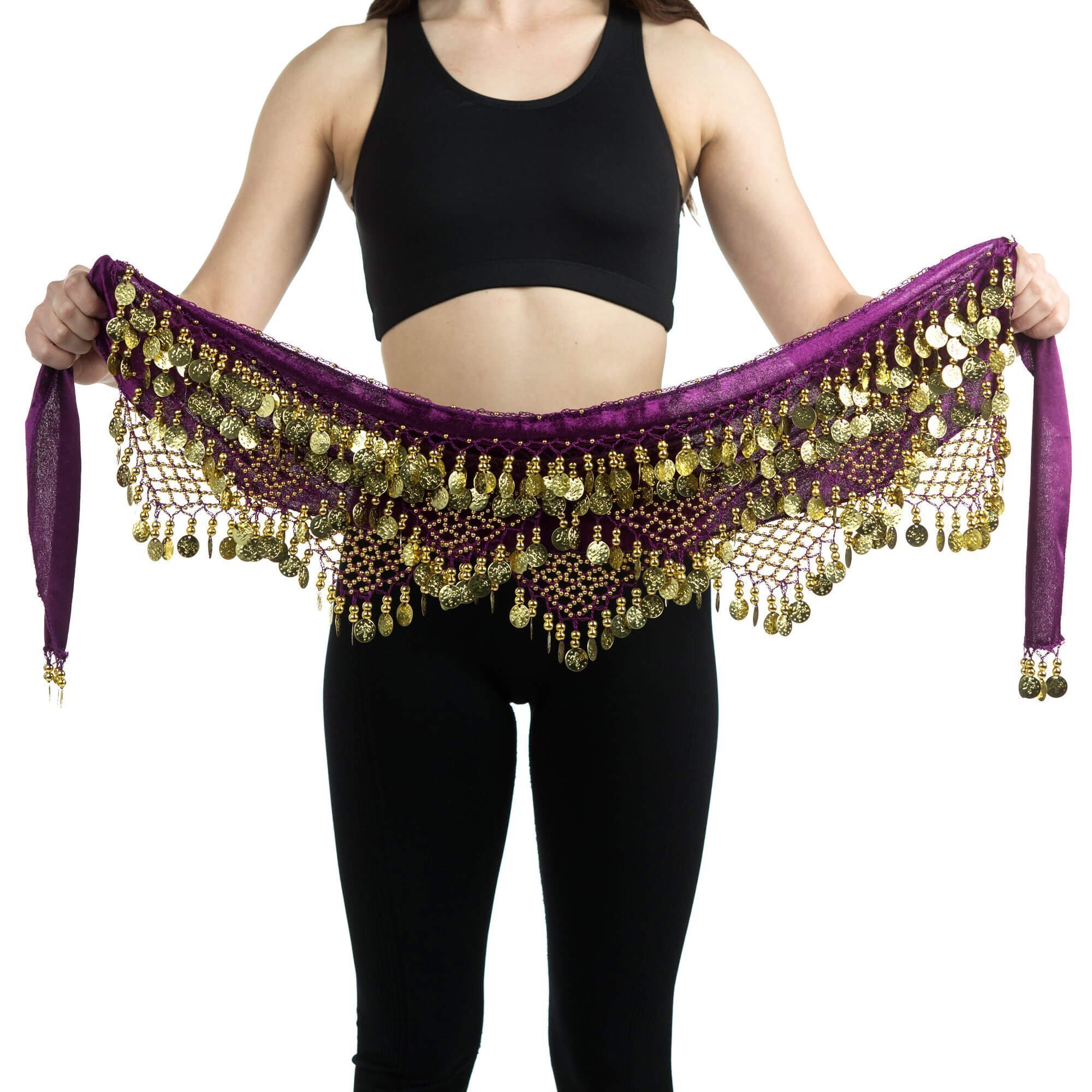 Danzcue Women's Belly Dance Hip Scarf With Gold Coins - Click Image to Close