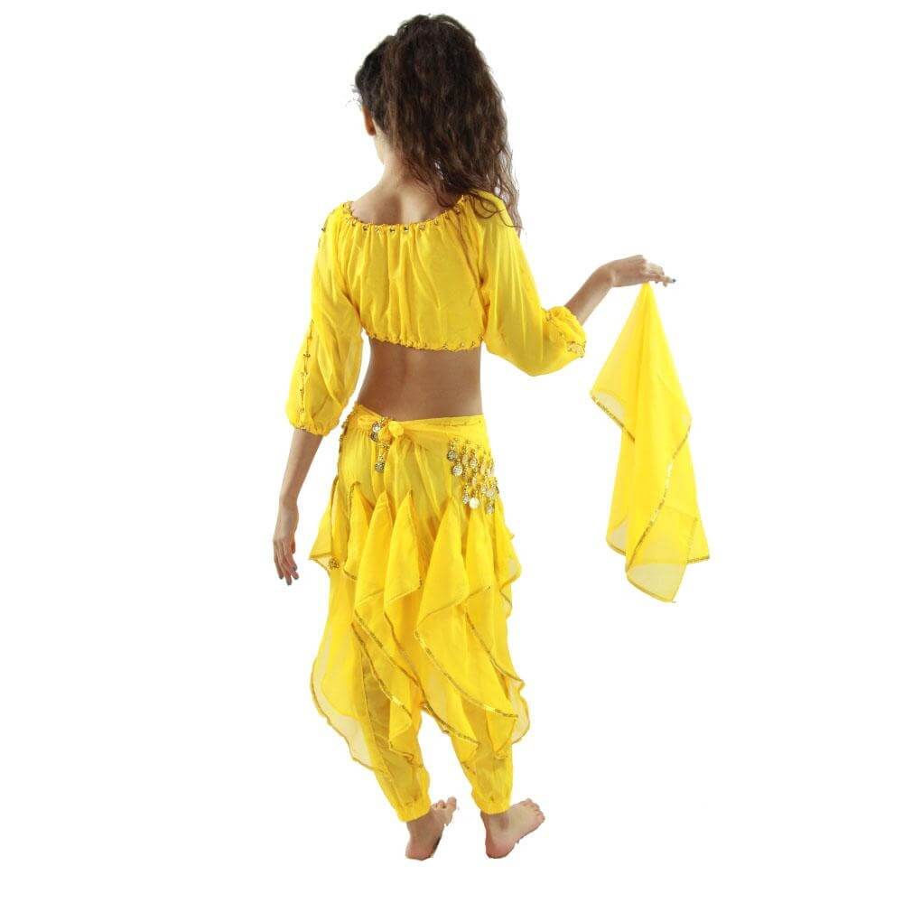 Bollywood Long Sleeve 5-Piece Children Belly Dance Costume - Click Image to Close