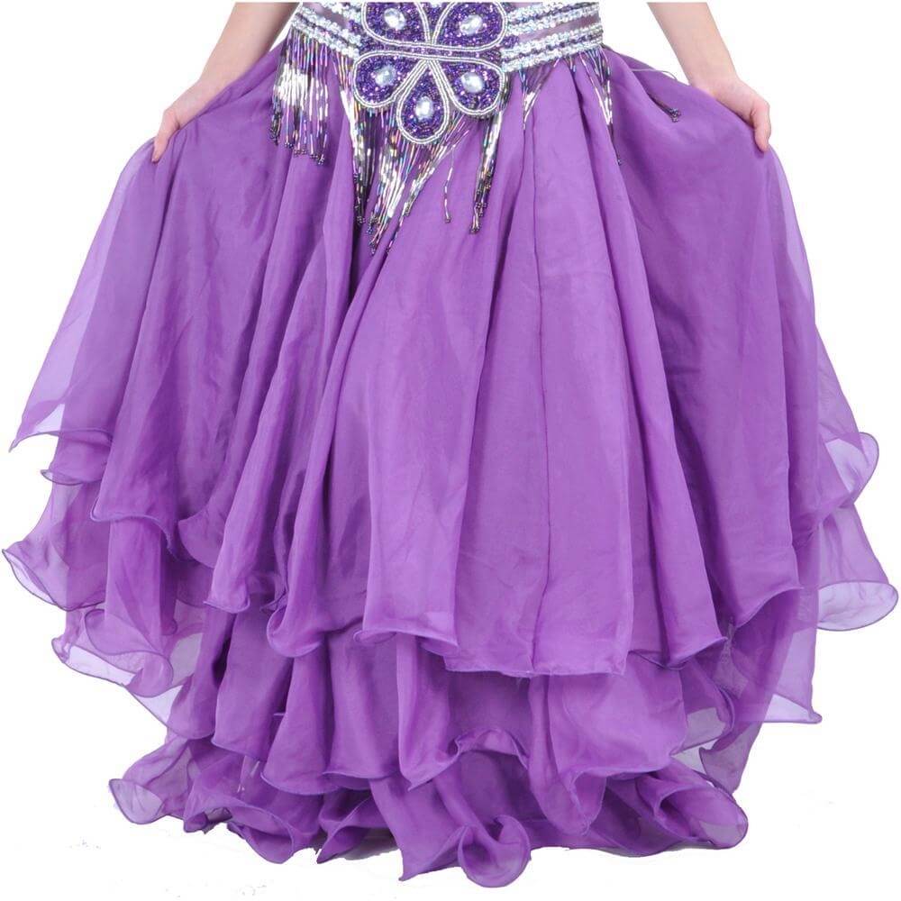 Purple Three-Layer Chiffon Belly Dance Skirt - Click Image to Close