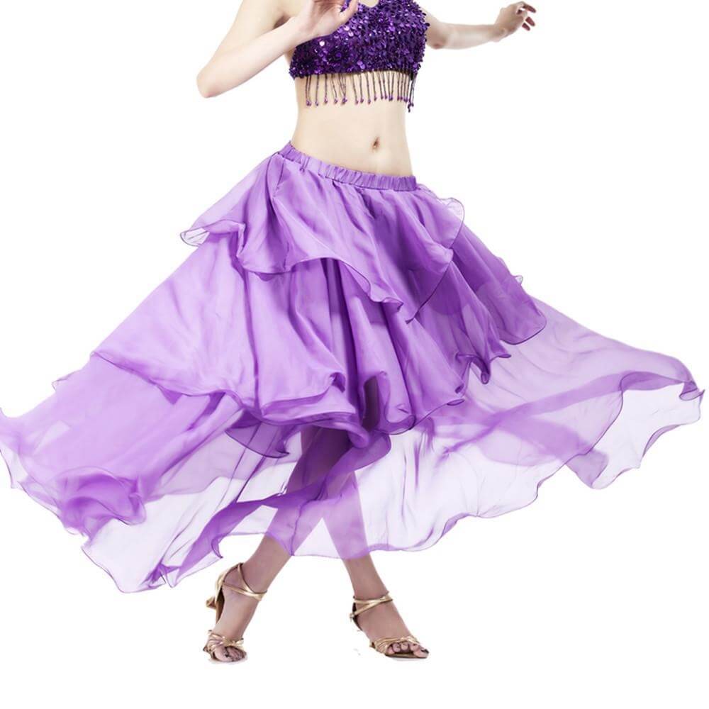 Deep Purple Chiffon Spiral Belly Dance Skirt - Click Image to Close