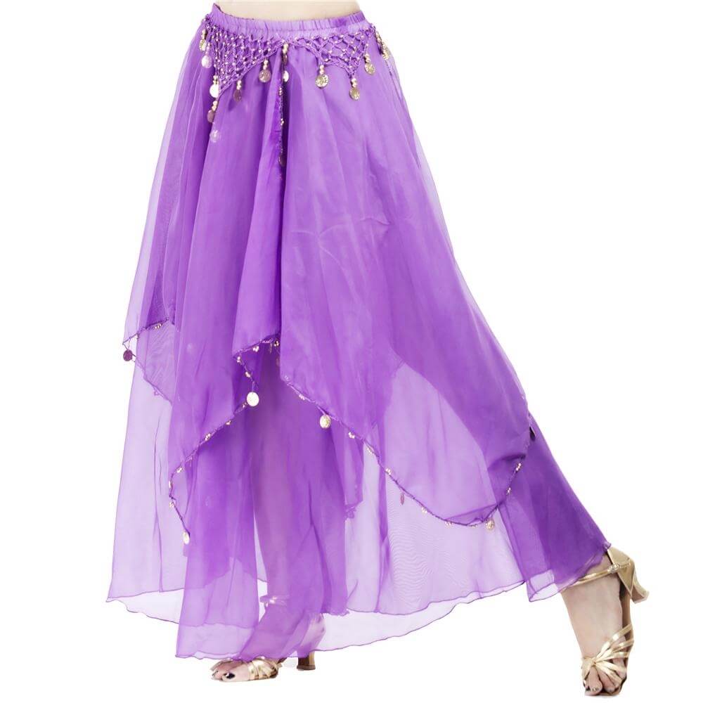 Fashionable Chiffon Hanging Coin Belly Dance Skirt - Click Image to Close