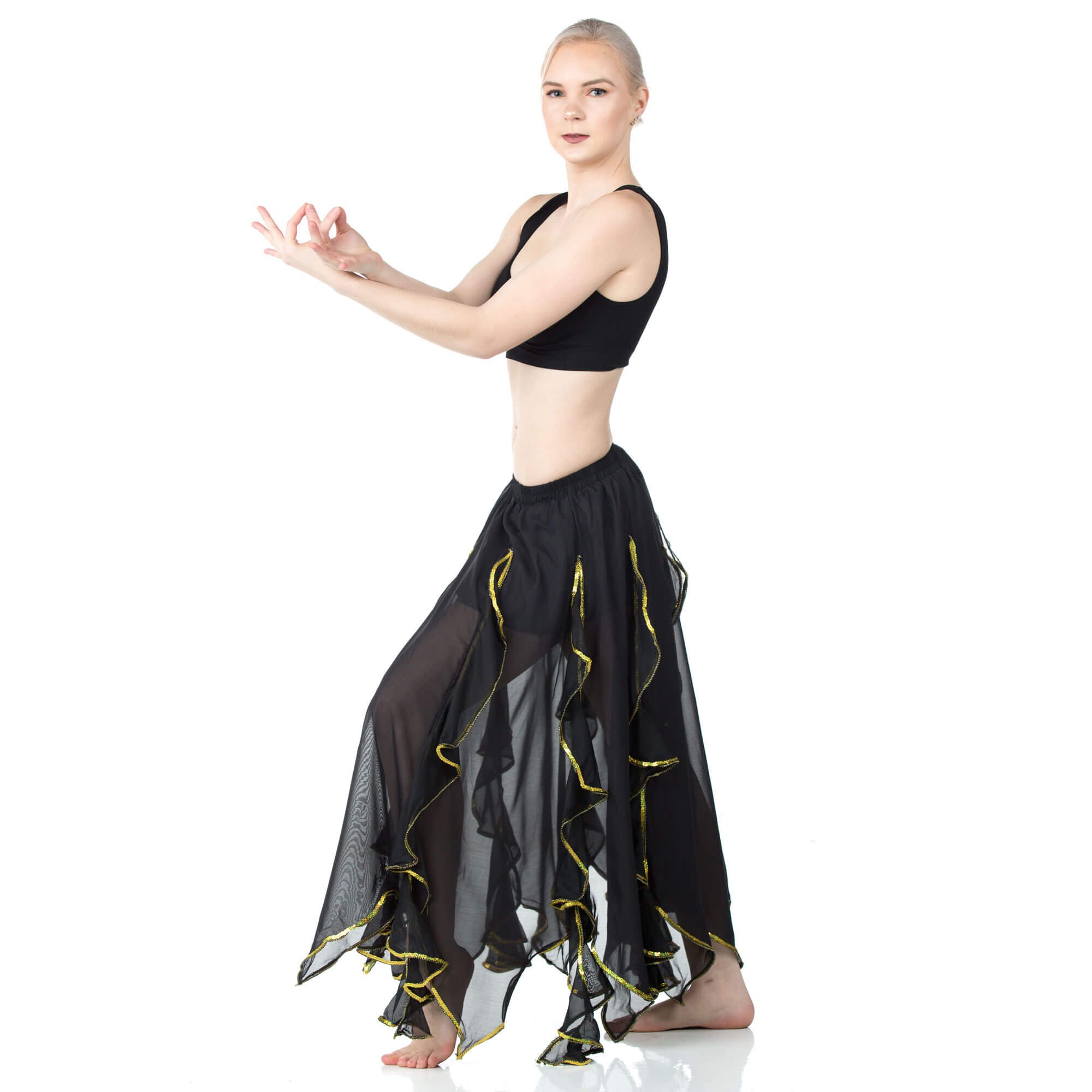 Danzcue Adult Belly Side Split Chiffon Skirt - Click Image to Close