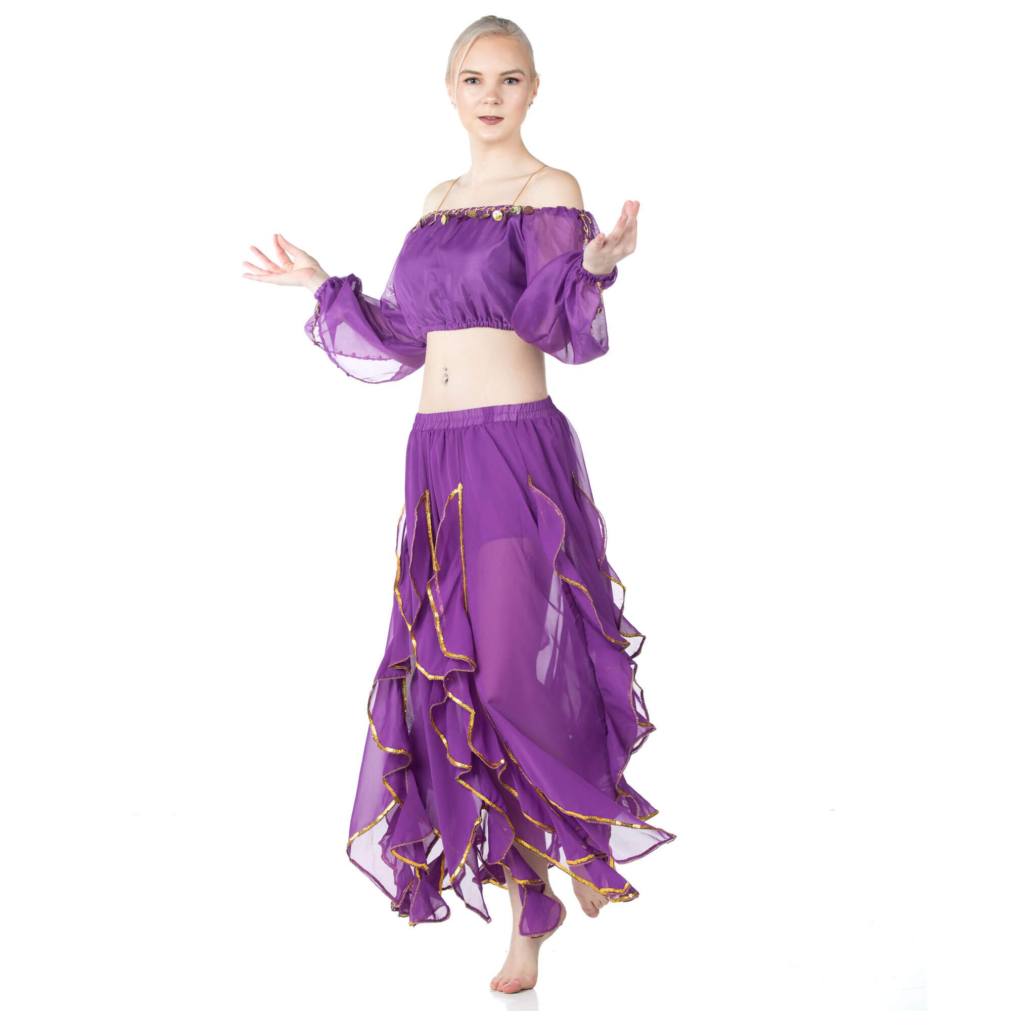 Danzcue Adult Belly Side Split Chiffon Skirt - Click Image to Close