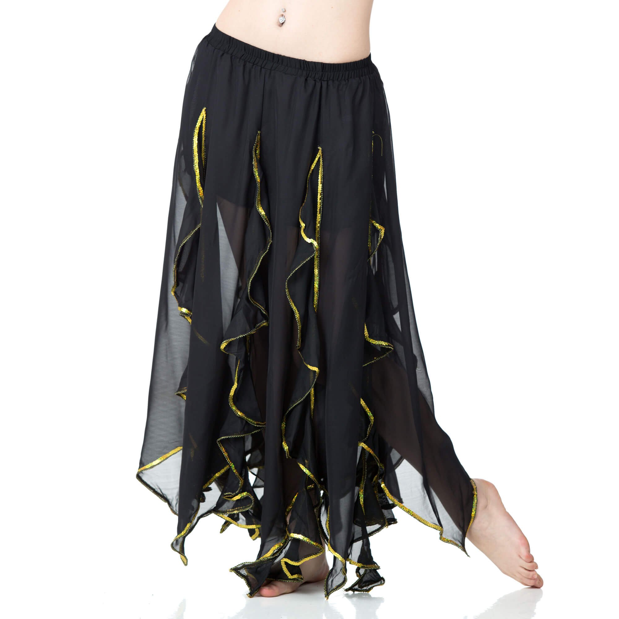 Danzcue Adult Belly Side Split Chiffon Skirt - Click Image to Close