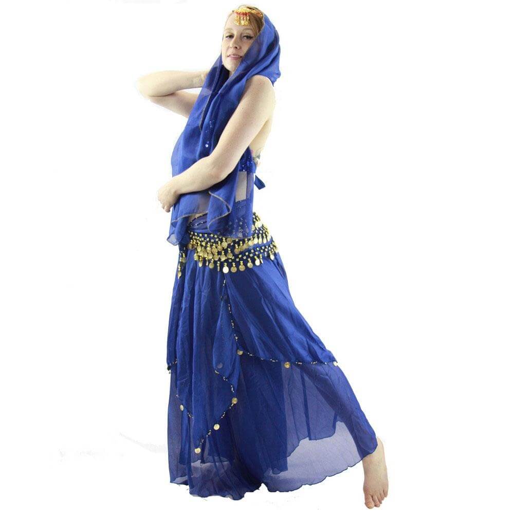 Florals 5-Piece Bra and Muslin Skirt Belly Dance Costume - Click Image to Close