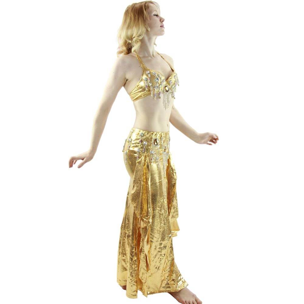 Bling bling-2-Piece Diamond Slit Skirt Belly Dance Costume - Click Image to Close