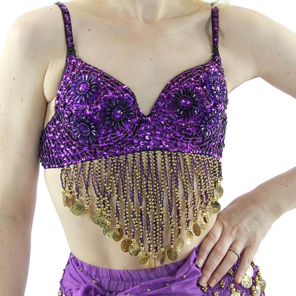 Fashion Six Flowers Belly Dance Bra - Click Image to Close