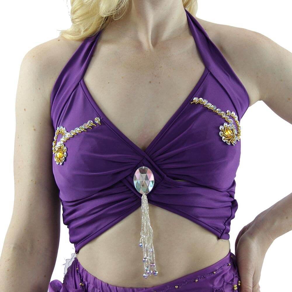Fashion Diamond Hang Bead Belly Dance Top - Click Image to Close