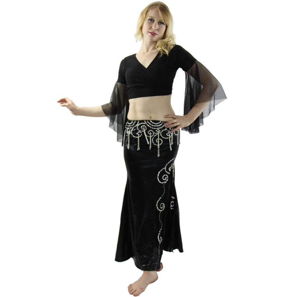Chiffon Belly Dance Top with Transparent Sleeves - Click Image to Close