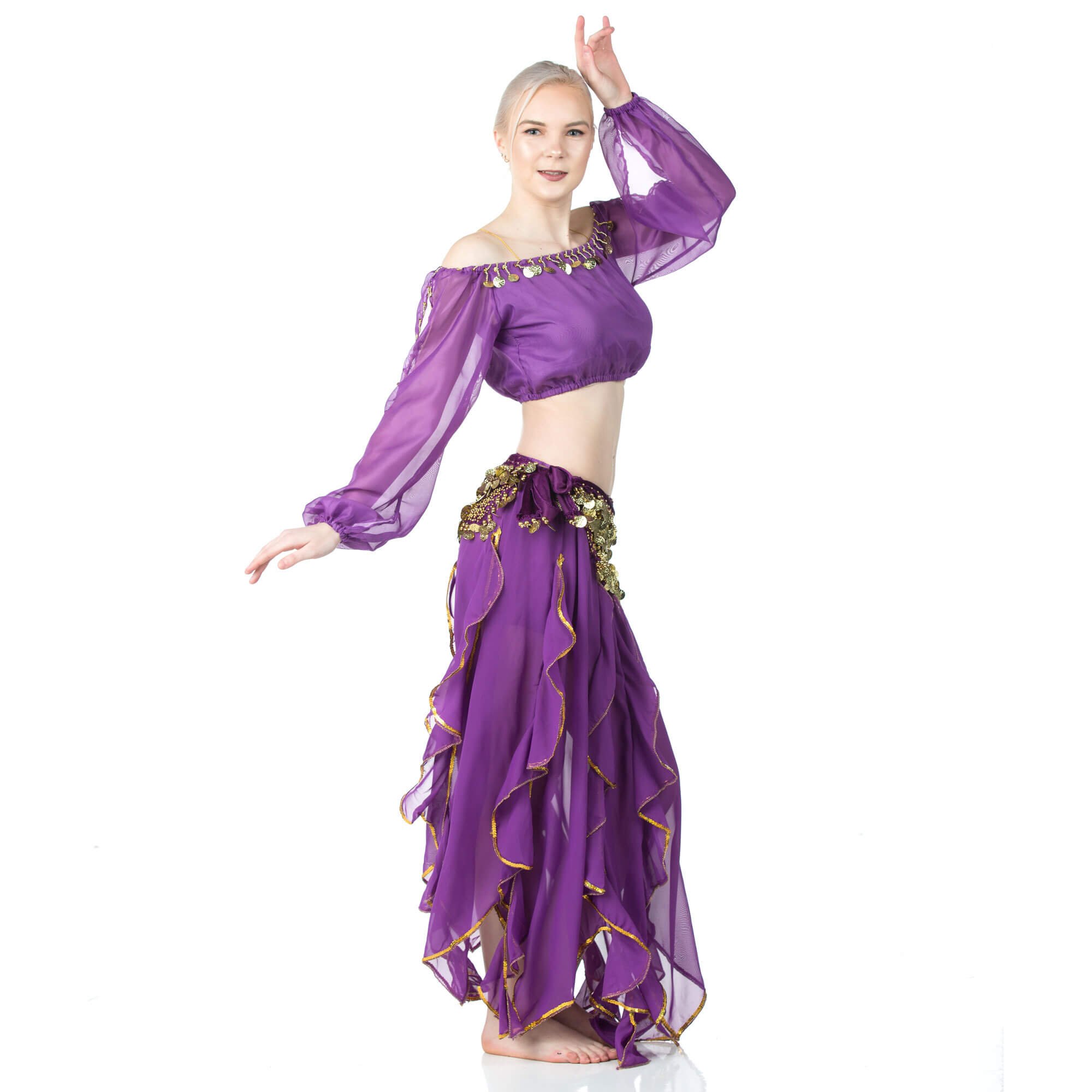 Danzcue Belly Dance Chiffon Long Puff Sleeves Top - Click Image to Close
