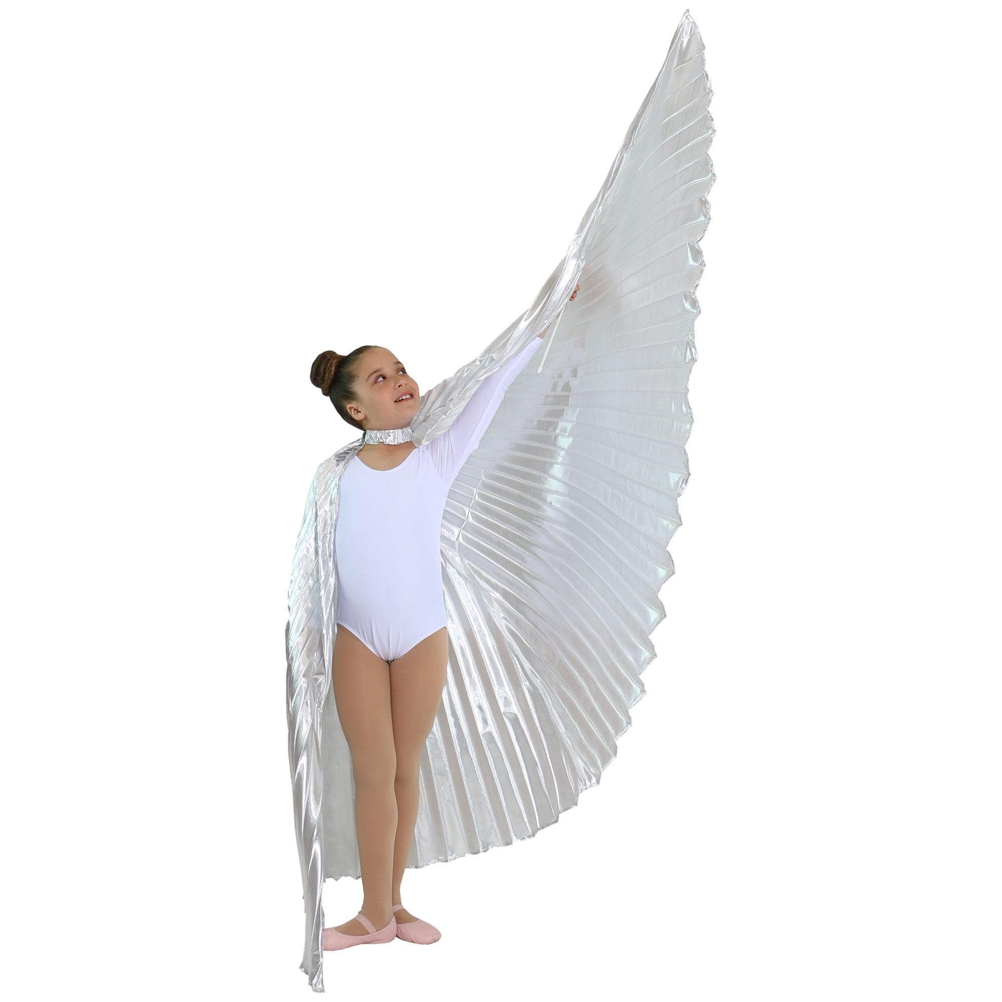 Iridescent White Worship Angel Wing - Click Image to Close