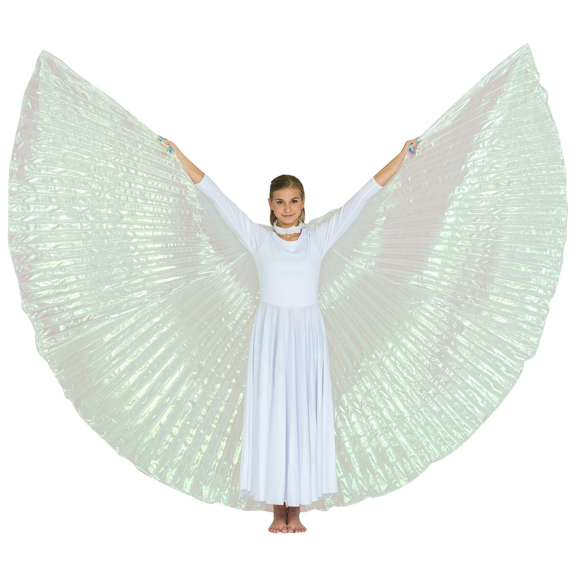 Iridescent White Worship Angel Wing - Click Image to Close