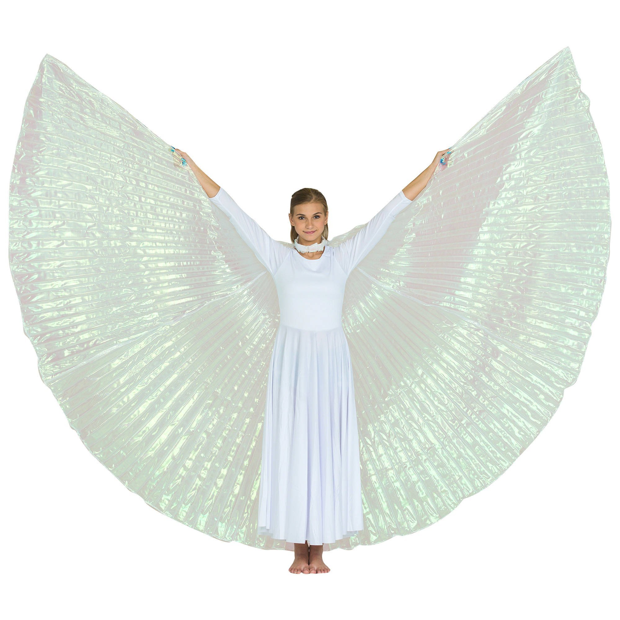 Iridescent White Worship Angel Wing - Click Image to Close