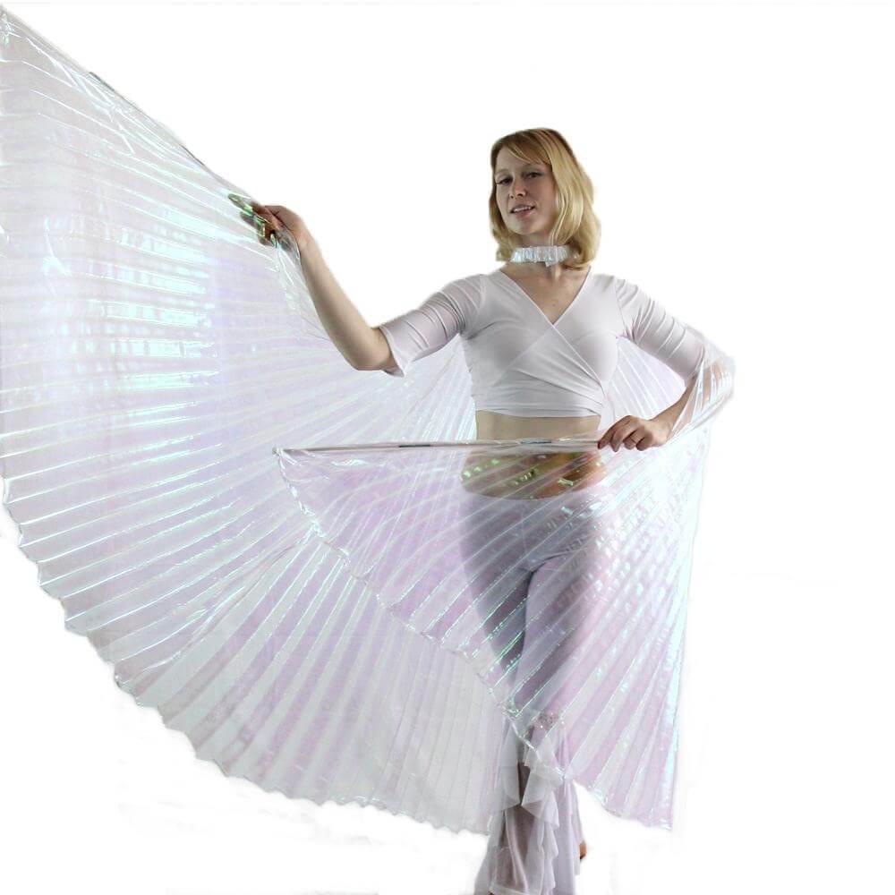 Iridescent White Worship Angel Wing - Click Image to Close