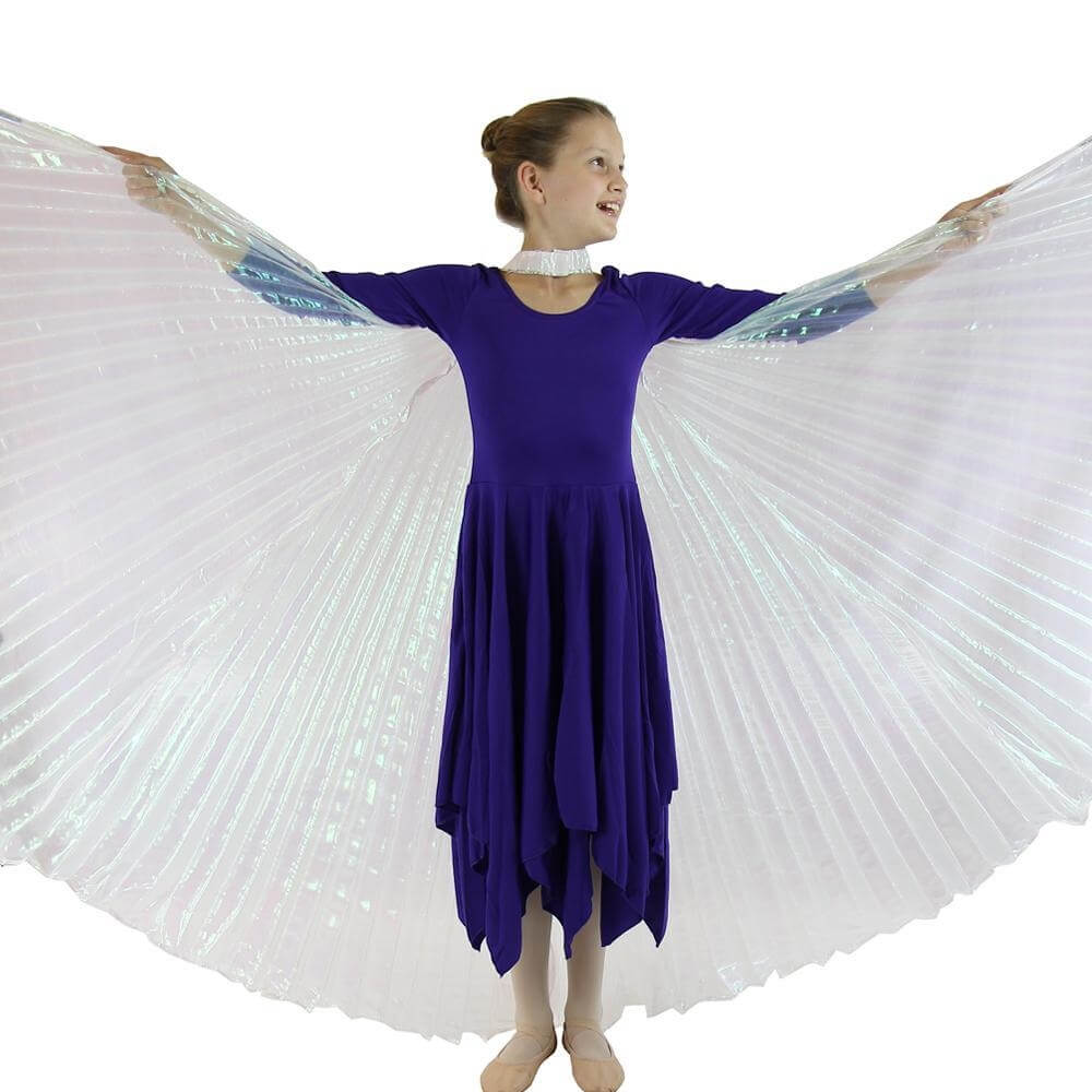 Iridescent White Worship Angel Wing - Click Image to Close