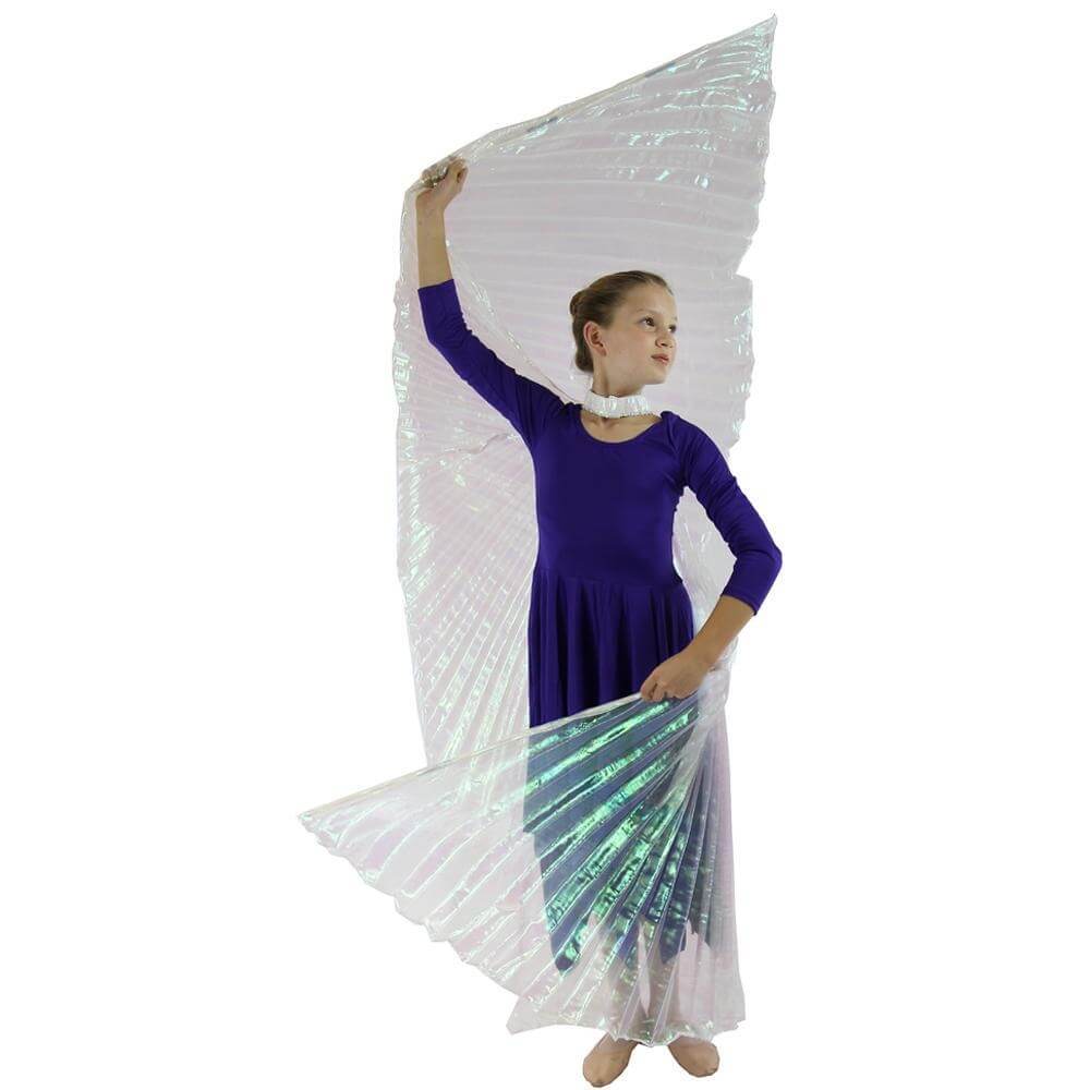 Iridescent White Worship Angel Wing - Click Image to Close