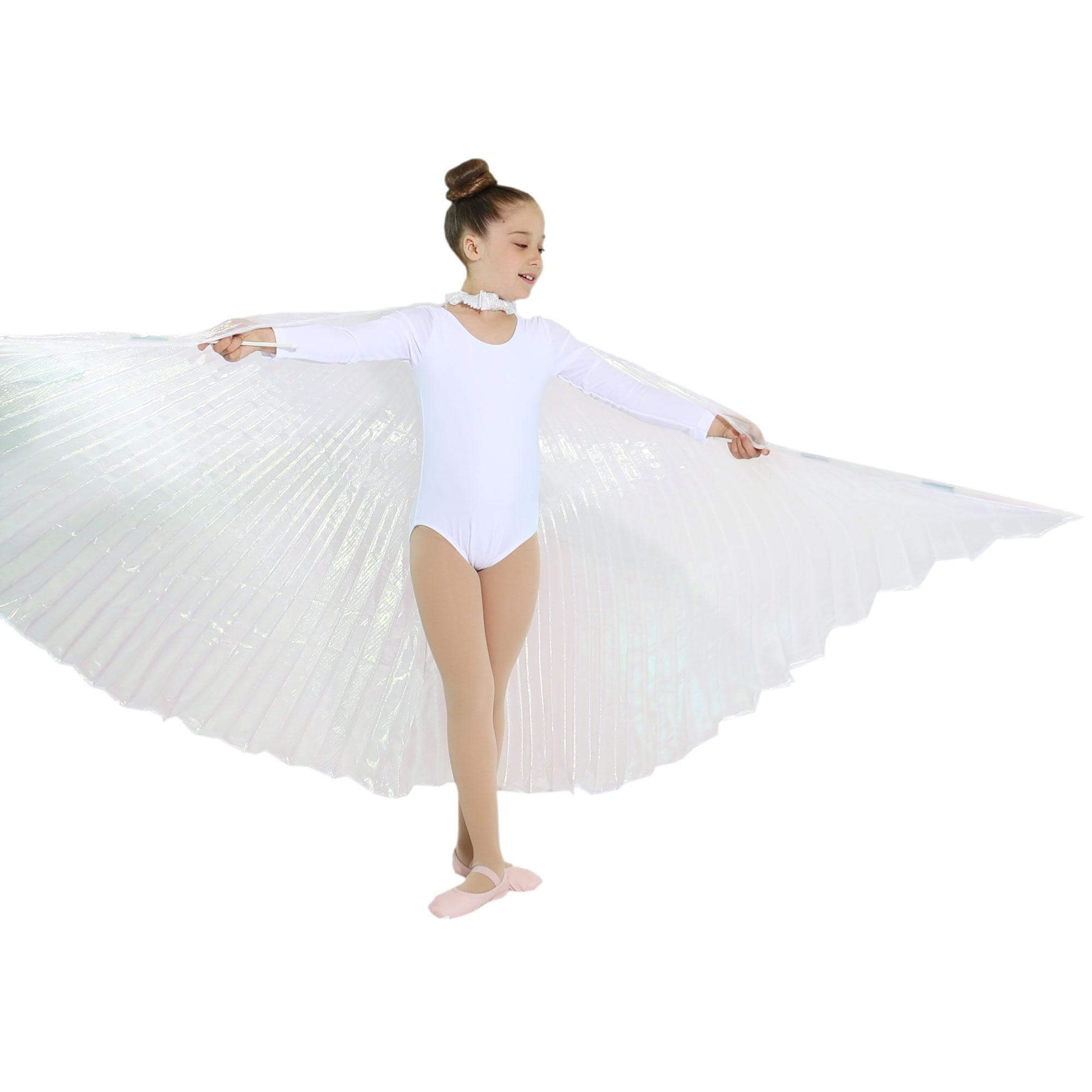 Iridescent White Worship Angel Wing - Click Image to Close