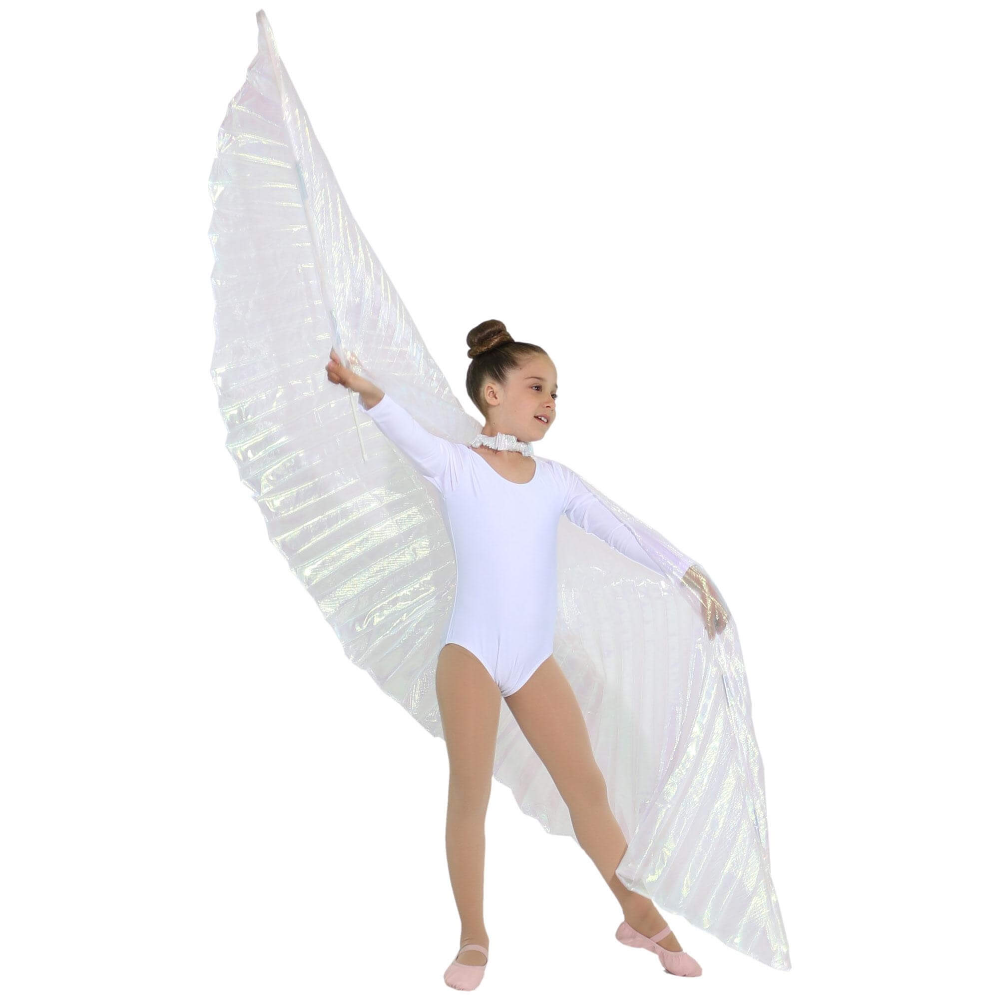 Iridescent White Worship Angel Wing - Click Image to Close