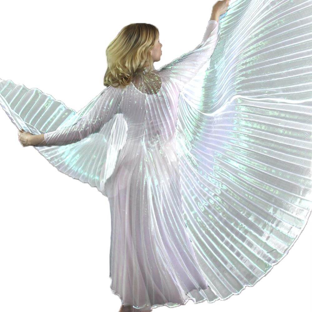 Iridescent White Worship Angel Wing - Click Image to Close