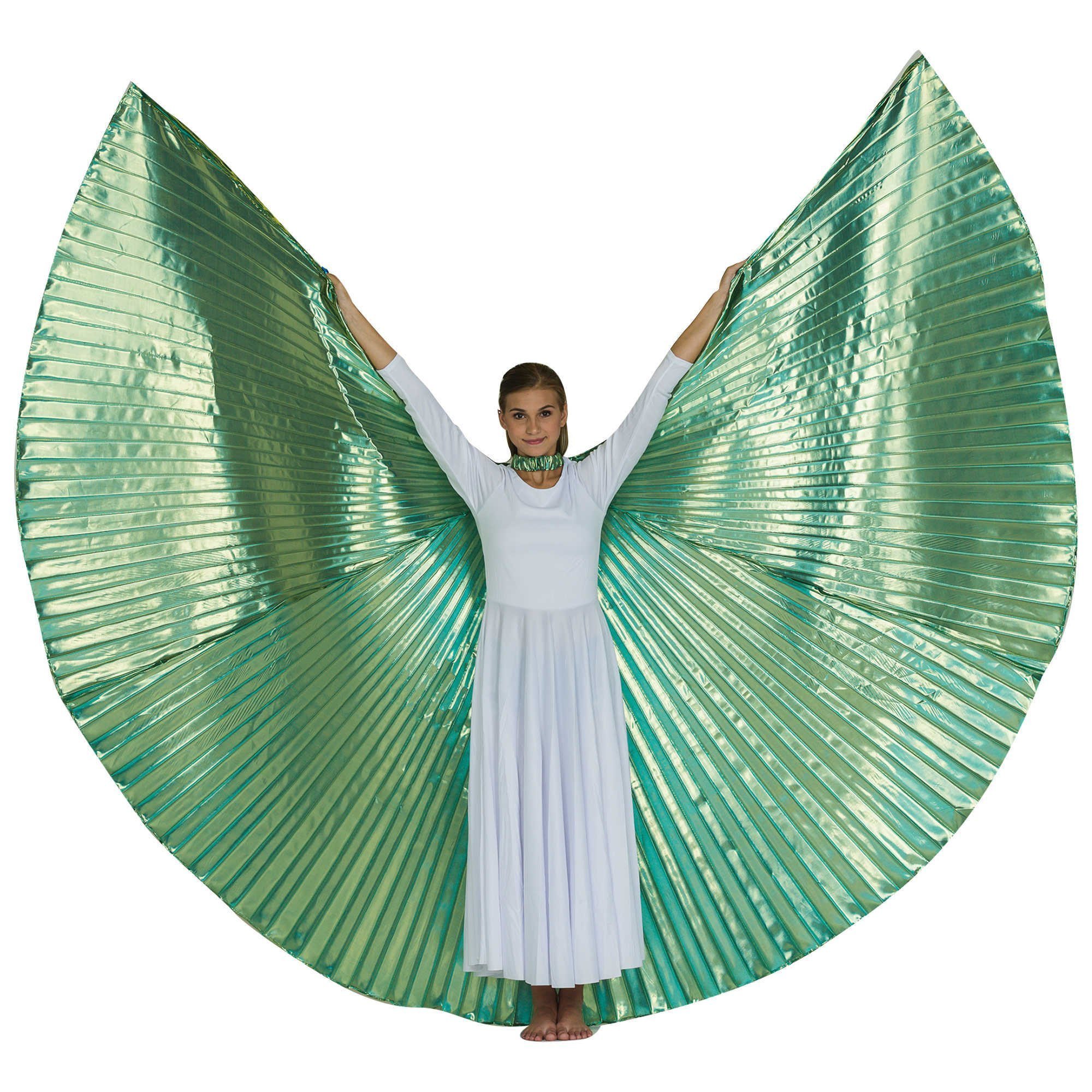 Solid Blue-Gold Worship Angel Wing - Click Image to Close