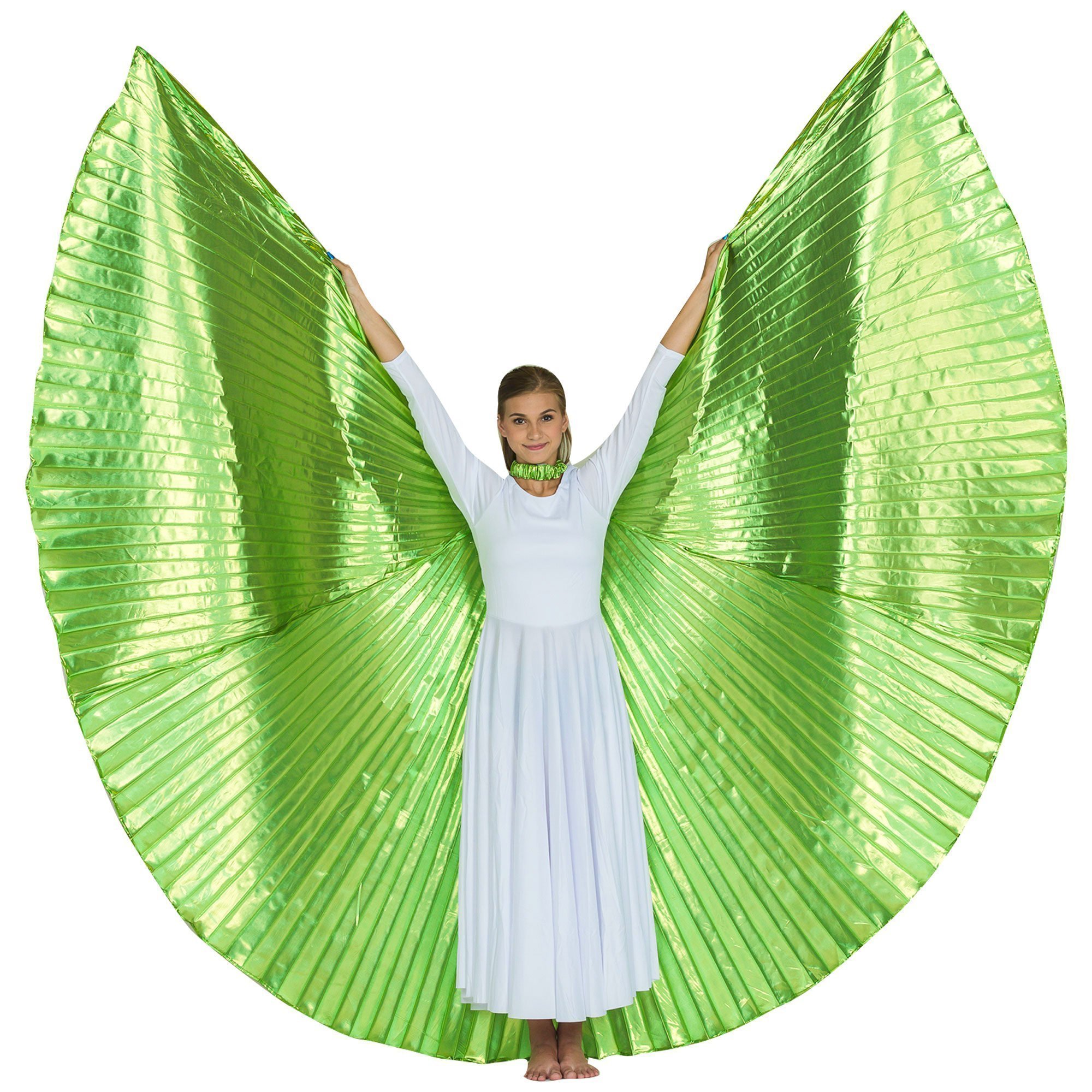 Solid Lime-Green Worship Angel Wing - Click Image to Close