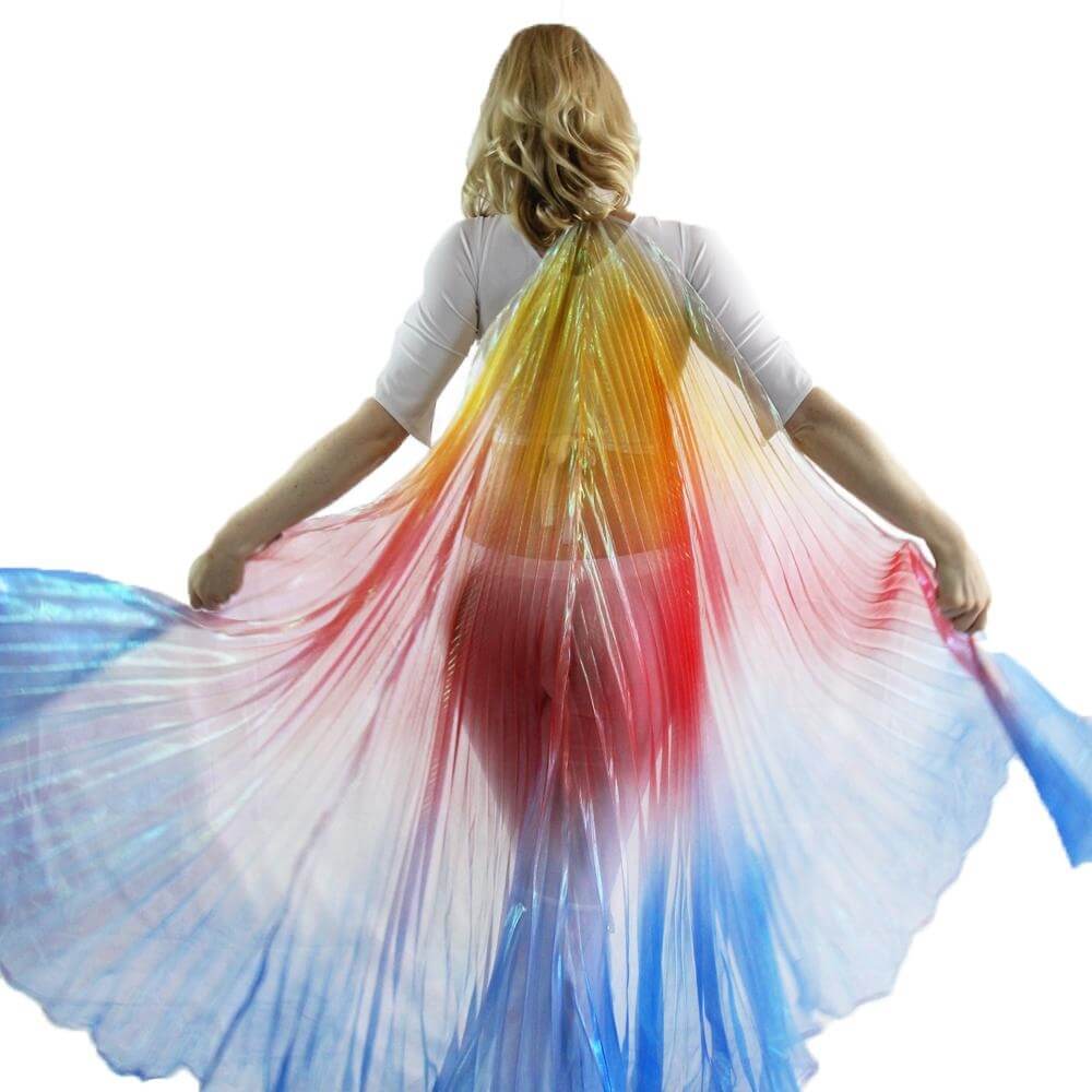 Yellow-Red-Blue Gradient Neon Worship Angel Wing - Click Image to Close