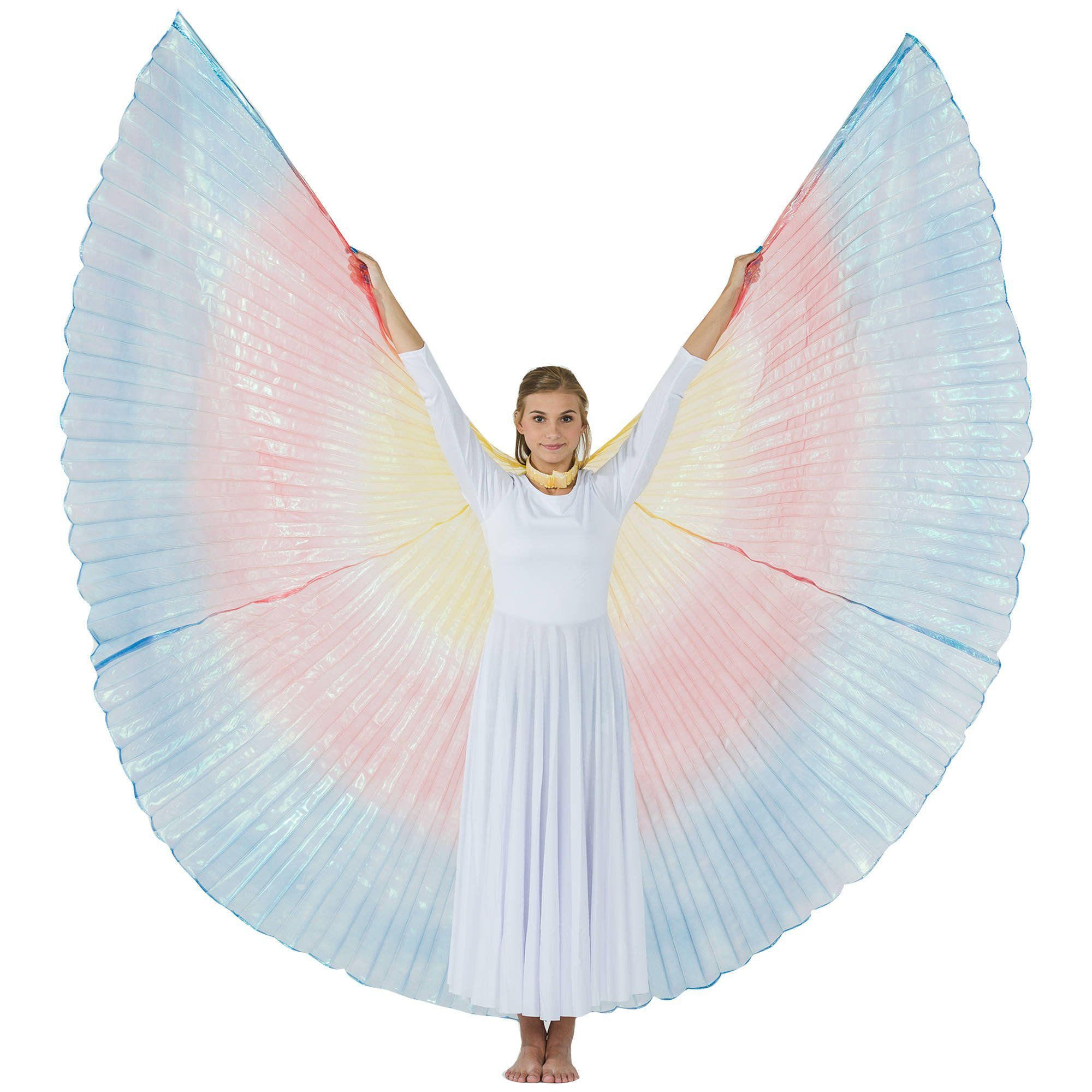 Yellow-Red-Blue Gradient Neon Worship Angel Wing - Click Image to Close