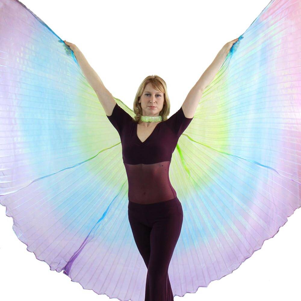 Green-Blue-Purple Gradient Color Worship Angel Wing - Click Image to Close