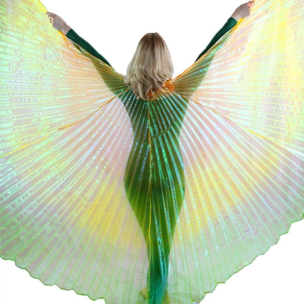Orange-Gold-Green Gradient Color Worship Angel Wing - Click Image to Close