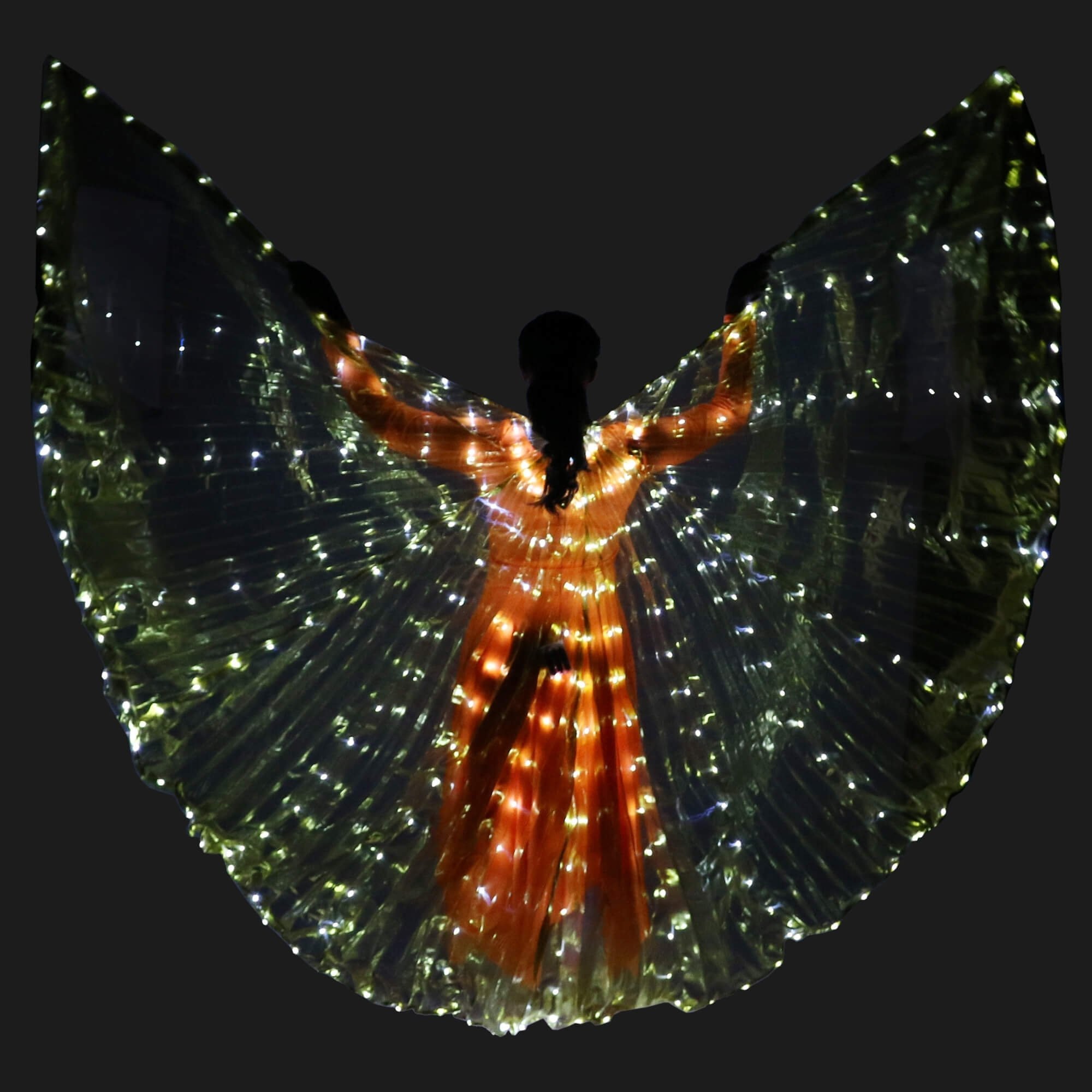 Danzcue Adult Transparent Gold Costume Angel LED Wing - Click Image to Close