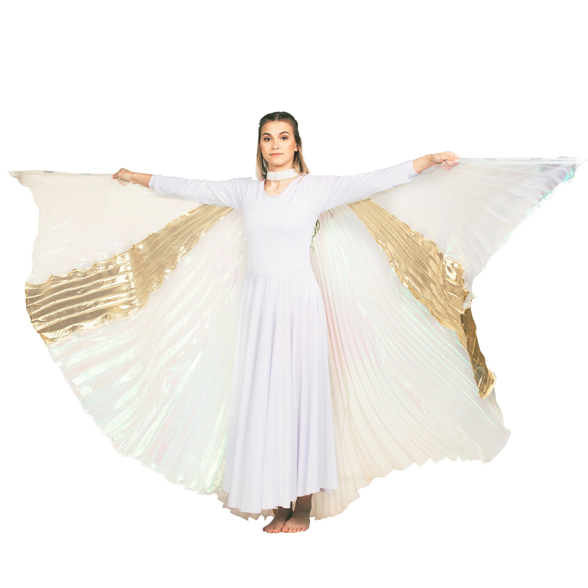 Transparent Gold-White Cross Worship Angel Wing - Click Image to Close