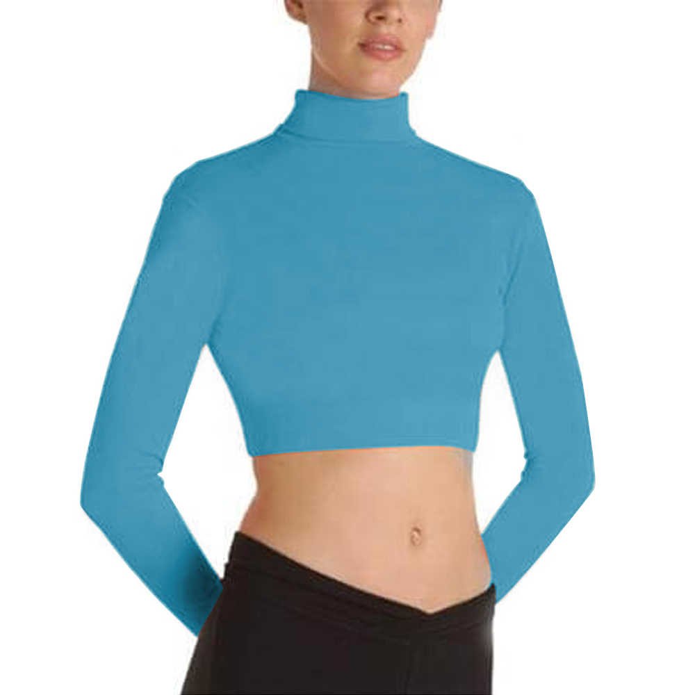 Body Wrappers BWProWear Long Sleeve Turtleneck Midriff Pullover - Click Image to Close