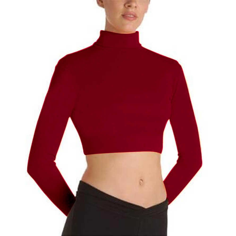 Body Wrappers BWProWear Long Sleeve Turtleneck Midriff Pullover - Click Image to Close