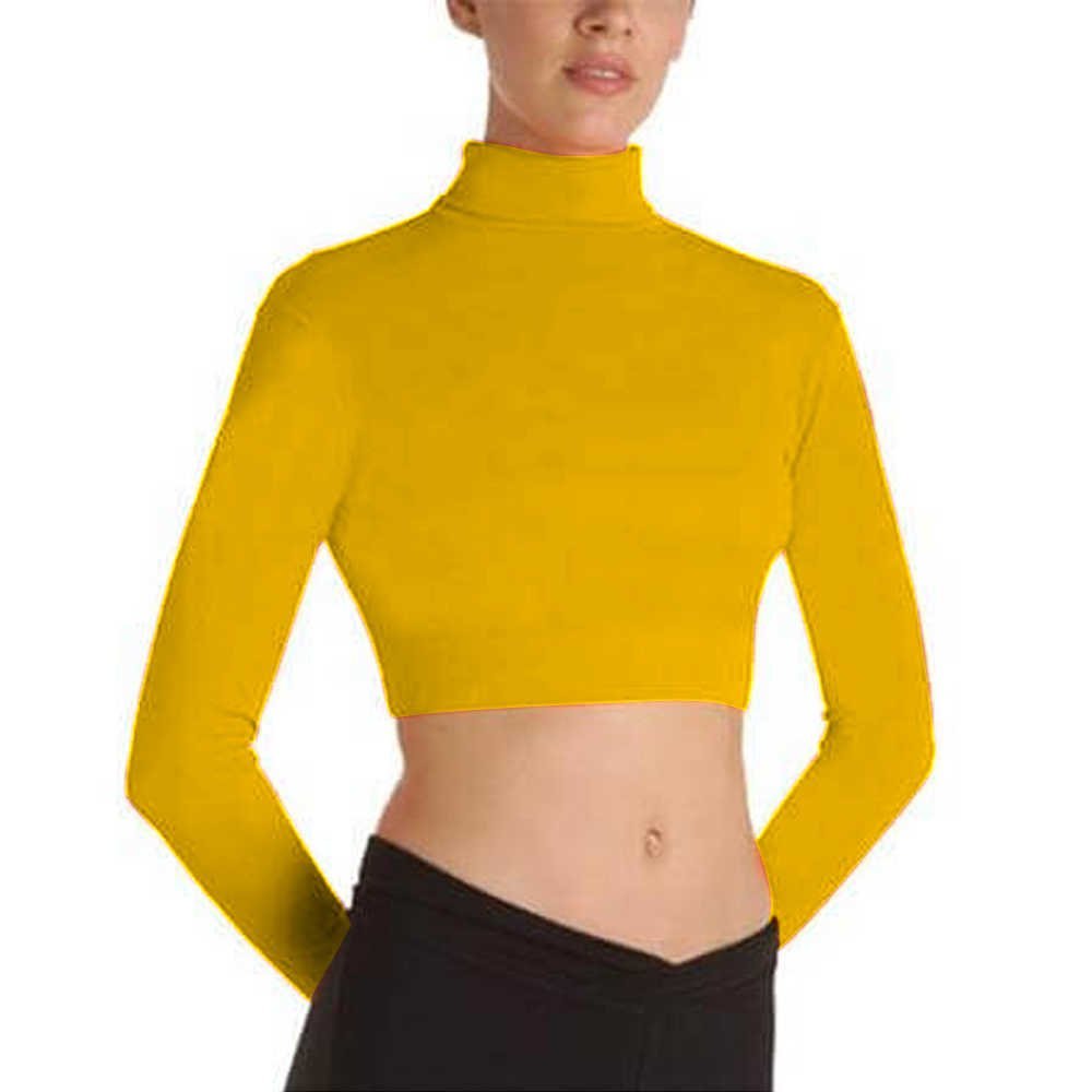 Body Wrappers BWProWear Long Sleeve Turtleneck Midriff Pullover - Click Image to Close