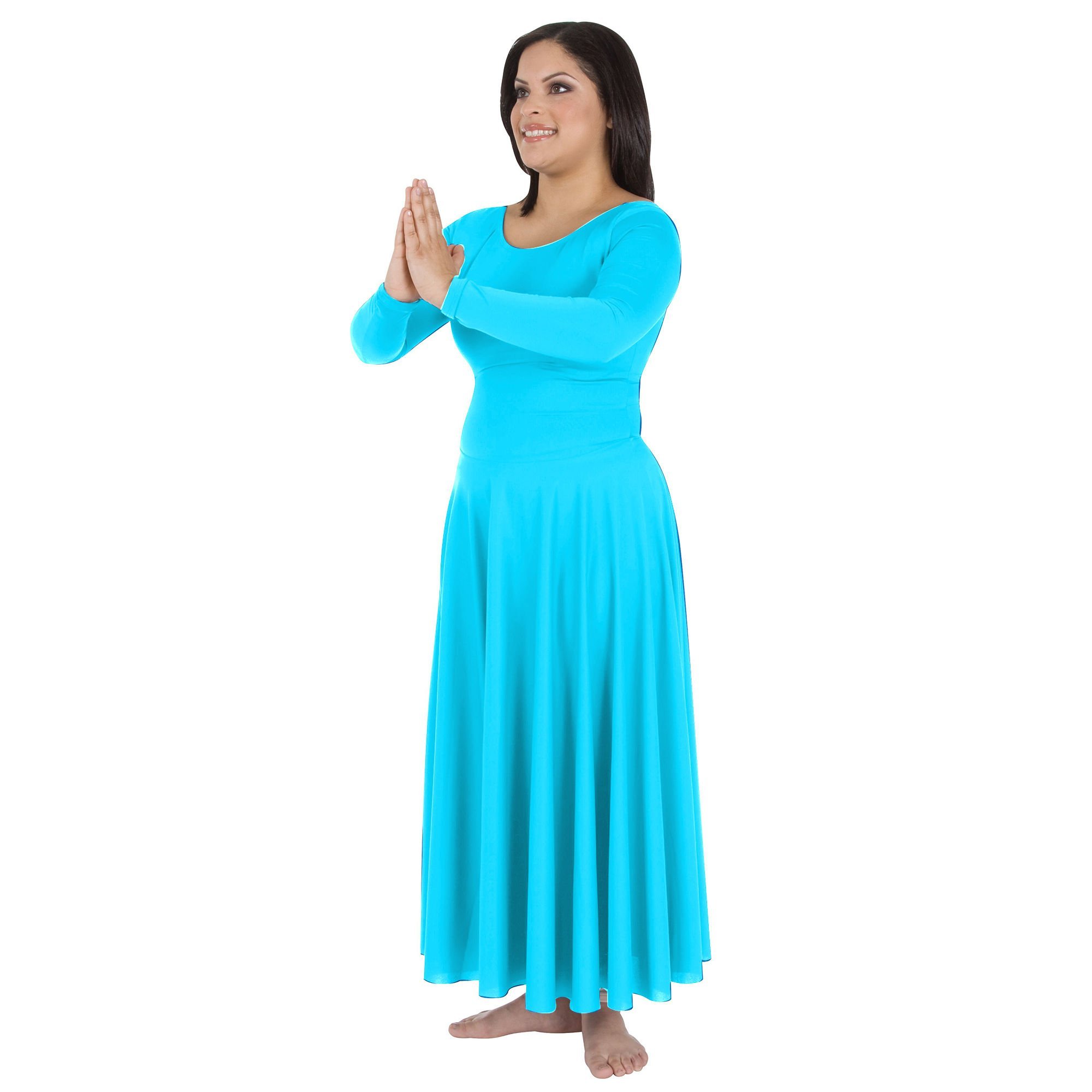 Body Wrappers Long Sleeve Praise Dance Dress - Click Image to Close