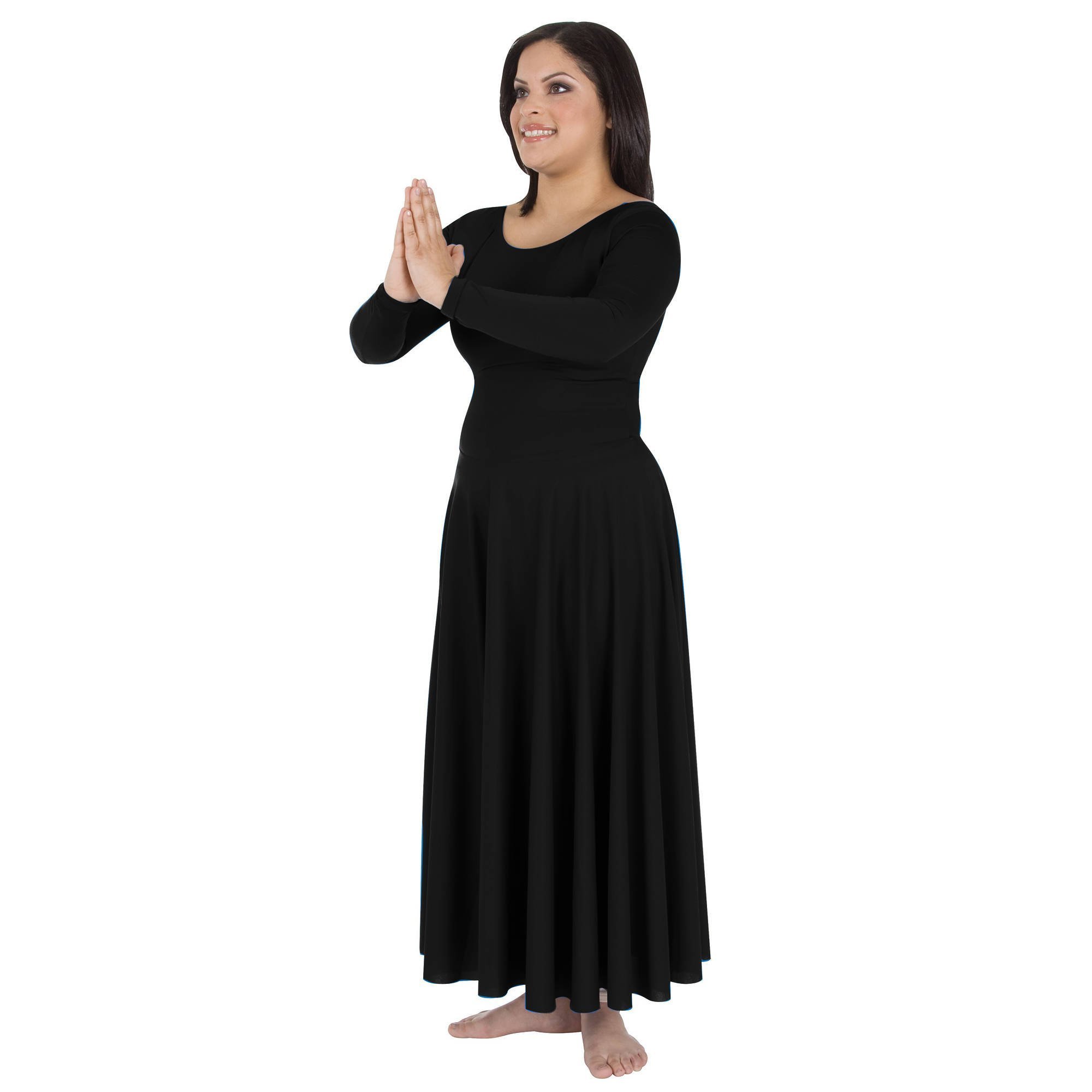 Body Wrappers Long Sleeve Praise Dance Dress - Click Image to Close