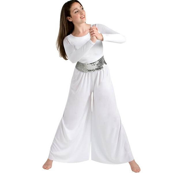 Body Wrappers Liturgical Dance Long Sleeve Crew Neck Jumpsuit - Click Image to Close